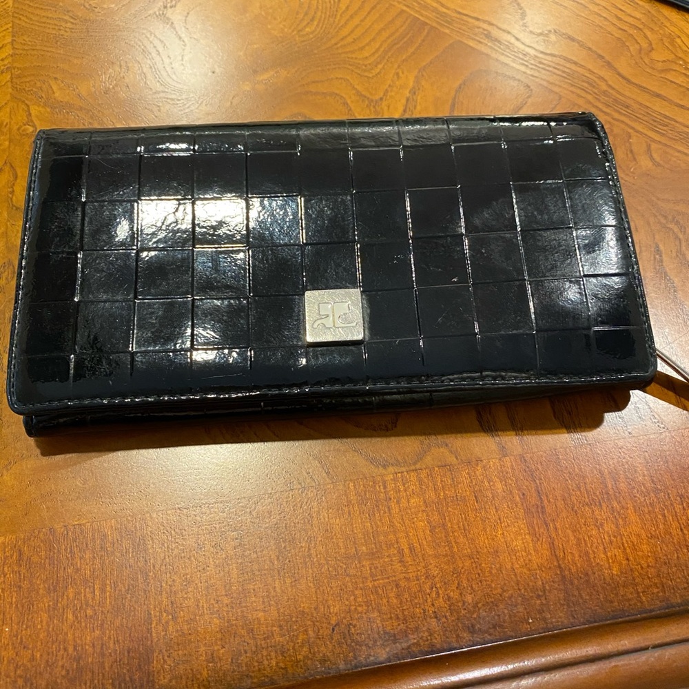 Black Leather Courreges Wallet